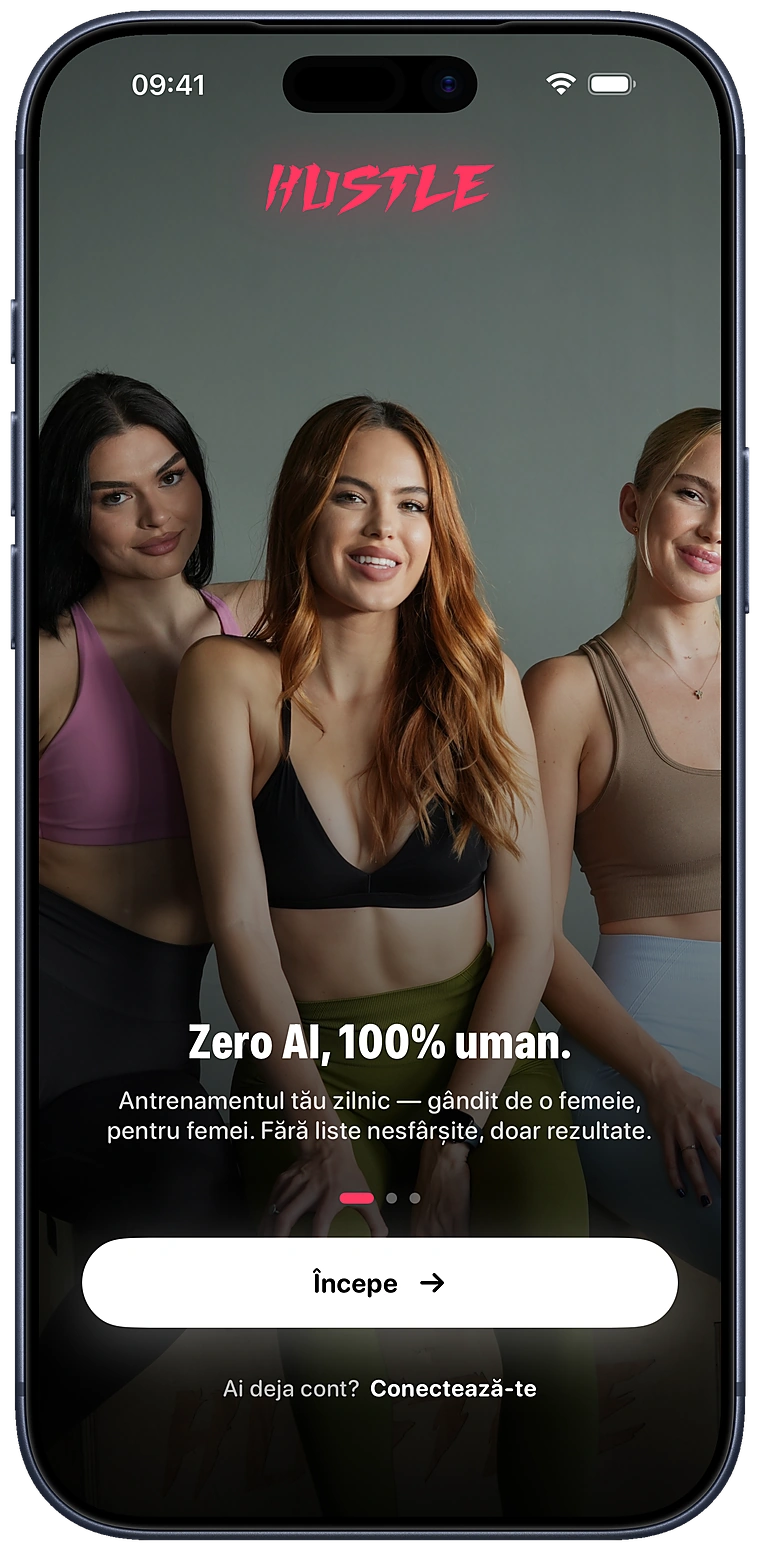 Ecranul de întâmpinare iHustle: Zero AI, 100% uman